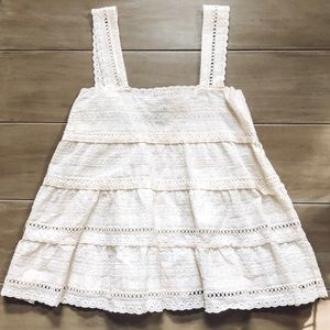 Off white eyelet tiered top. Size XXS